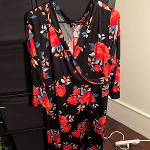 Floral Print Quarter Sleeve Dress